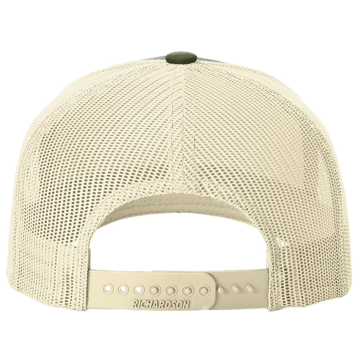 Richardson 112FP Five-Panel Trucker Cap - Heather Grey/Birch/Army Olive