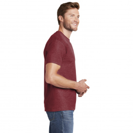 Hanes 5180 Beefy-T 100% Cotton T-Shirt - Heather Red