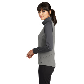Nike 578674 Ladies Dri-FIT 1/2-Zip Cover-Up - Dark Grey Heather/Dark Grey/White