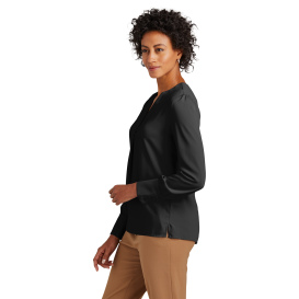 Brooks Brothers BB18009 Women\'s Open-Neck Satin Blouse - Deep Black