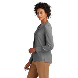 Brooks Brothers BB18009 Women\'s Open-Neck Satin Blouse - Shadow Grey