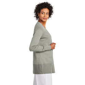 Brooks Brothers BB18403 Women's Cotton Stretch Long Cardigan Sweater - Light Shadow Grey Heather