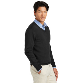 Brooks Brothers BB18410 Washable Merino V-Neck Sweater - Deep Black