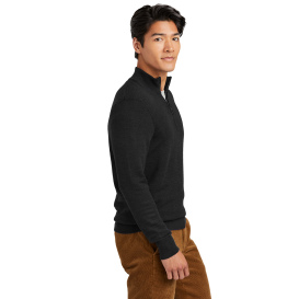 Brooks Brothers BB18412 Washable Merino Birdseye 1/4-Zip Sweater - Deep Black