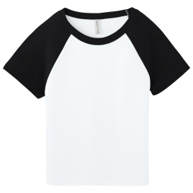 Bella + Canvas BC1201 Women's Micro Rib Raglan Baby Tee - White/Black