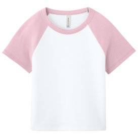 Bella + Canvas BC1201 Women\'s Micro Rib Raglan Baby Tee - White/Pink
