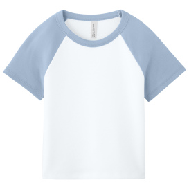 Bella + Canvas BC1201 Women\'s Micro Rib Raglan Baby Tee - White/Baby Blue