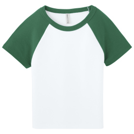 Bella + Canvas BC1201 Women\'s Micro Rib Raglan Baby Tee - White/Kelly
