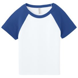 Bella + Canvas BC1201 Women\'s Micro Rib Raglan Baby Tee - White/True Royal