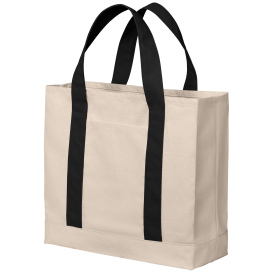 Port Authority BG429 Cotton Canvas Two-Tone Tote - Natural/Deep Black