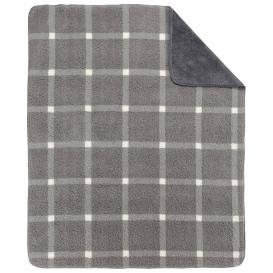 Port Authority BP48 Double-Sided Sherpa/Plush Blanket - Marshmallow/Grey Window Pane