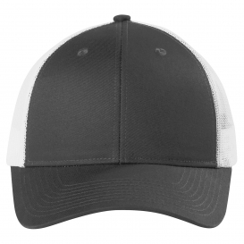 Port Authority C112LP Low-Profile Snapback Trucker Cap - Grey Steel/White