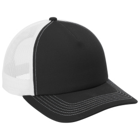 Port Authority C115LP Low-Profile Snapback 5-Panel Trucker Cap - Black/White