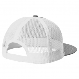 Port Authority C117 Snapback Flat Bill Trucker Cap - Heather Grey/White
