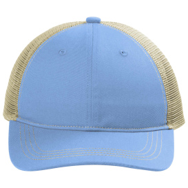 Port Authority C119 Unstructured Snapback Trucker Cap - Carolina Blue/Tan