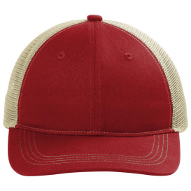 Port Authority C119 Unstructured Snapback Trucker Cap - Flame Red/Tan