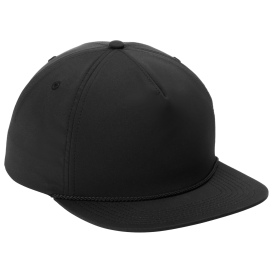 Port Authority C981 5-Panel Poly Rope Cap - Black/Black | Full Source