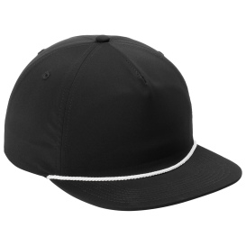 Port Authority C981 5-Panel Poly Rope Cap - Black/White | Full Source