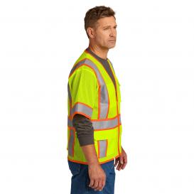 CornerStone CSV106 ANSI 107 Class 3 Surveyor Mesh Zippered Two-Tone Short Sleeve Vest - Yellow/Lime