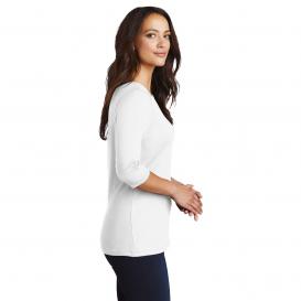 District DM107L Women\'s Perfect Weight 3/4-Sleeve Tee - Bright White