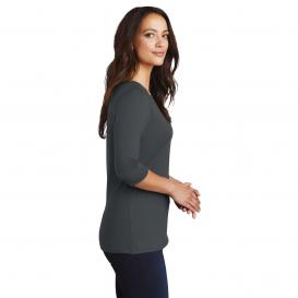 District DM107L Women\'s Perfect Weight 3/4-Sleeve Tee - Charcoal