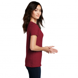 District DM1190L Women's Perfect Blend V-Neck Tee - Red Fleck