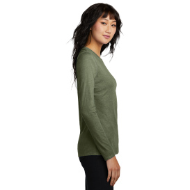 District DT110 Women\'s Perfect Blend CVC Long Sleeve Tee - Heathered Olive