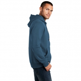 District DT1103 Perfect Weight Fleece Full-Zip Hoodie - Heathered Poseidon Blue