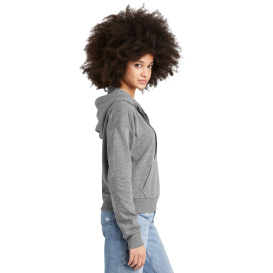 District DT1311 Women\'s Perfect Tri Fleece 1/2-Zip Hoodie - Heathered Charcoal