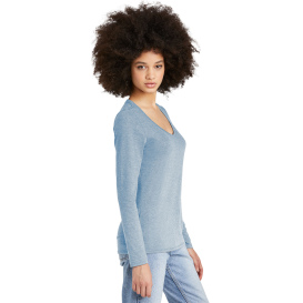 District DT135 Women's Perfect Tri Long Sleeve V-Neck Tee - Flint Blue Heather