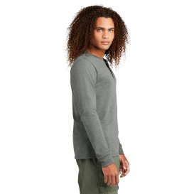 District DT145 Perfect Tri Long Sleeve Henley - Heathered Charcoal