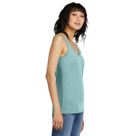 District DT154 Women\'s Perfect Blend CVC V-Neck Tank - Heathered Eucalyptus Blue
