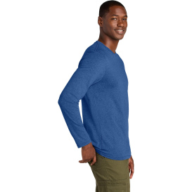 District DT185 Perfect Weight CVC Long Sleeve Tee - Heathered Deep Royal