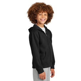 District DT6102Y Youth V.I.T Fleece Full-Zip Hoodie - Black
