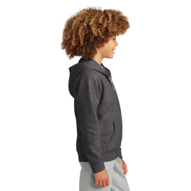 District DT6102Y Youth V.I.T Fleece Full-Zip Hoodie - Heather Charcoal