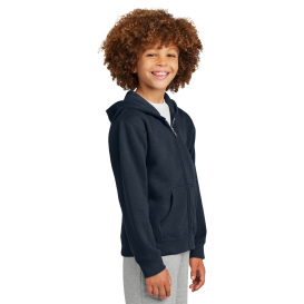 District DT6102Y Youth V.I.T Fleece Full-Zip Hoodie - New Navy