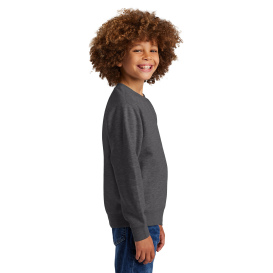 District DT6104Y Youth V.I.T Fleece Crew - Heather Charcoal