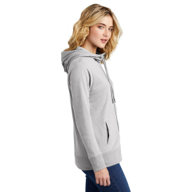 District DT673 Women's Featherweight French Terry Full-Zip Hoodie - Light Heather Grey