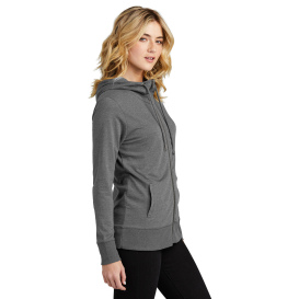 District DT673 Women\'s Featherweight French Terry Full-Zip Hoodie - Washed Coal