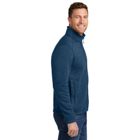 Port & Company F428 Arc Sweater Fleece Jacket - Insignia Blue Heather