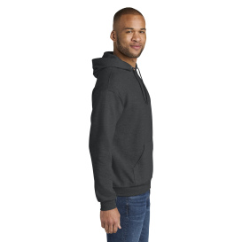 Jerzees IC49M Ultimate Unisex CVC Ring Spun Hooded Sweatshirt - Black Ink Heather