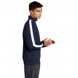 Sport-Tek JST94 Tricot Full-Zip Track Jacket - True Navy/White