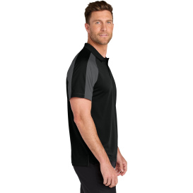 Port Authority K247 Wearever Performance Pique Colorblock Polo - Deep Black/Storm Gray