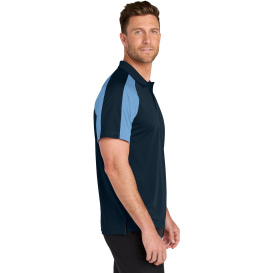 Port Authority K247 Wearever Performance Pique Colorblock Polo - River Blue Navy/Carolina Blue
