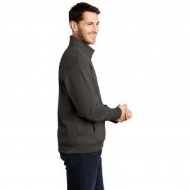 Port Authority K809 Interlock Full-Zip Jacket - Charcoal Heather/Medium Heather Grey