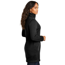 Port Authority L425 Ladies Arc Sweater Fleece Long Jacket - Deep Black