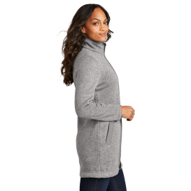 Port Authority L425 Ladies Arc Sweater Fleece Long Jacket - Deep Smoke Heather