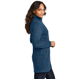 Port Authority L425 Ladies Arc Sweater Fleece Long Jacket - Insignia Blue Heather