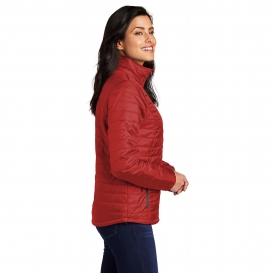 Port Authority L850 Ladies Packable Puffy Jacket - Fire Red/Graphite