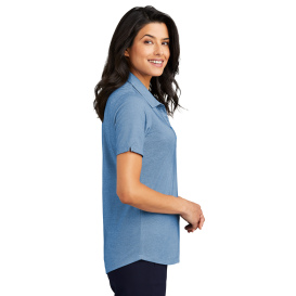 Port Authority LK830 Ladies Fine Pique Blend Polo - Aegean Blue Heather